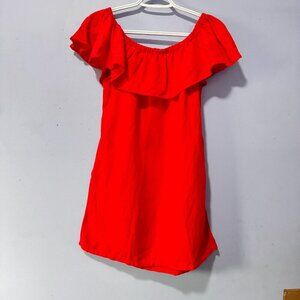 Tommy Bahama‎ Womens Preppy Red Off The Shoulder Linen Blend Coverup Dress Small